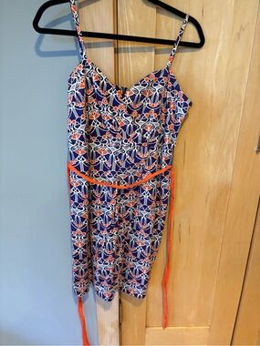 Brooklyn Industries Navy Floral Mini Dress with Orange Accents